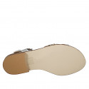 Sandalo da donna con disegno di listini in pelle argento, platino e rame con tacco 2 - Misure disponibili: 32, 33, 34, 42, 43, 44, 45, 46