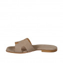 Women's mules made of taupe suede with heel 1 - Available sizes:  33, 34, 35, 42, 43, 44, 45, 46