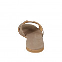 Women's mules made of taupe suede with heel 1 - Available sizes:  33, 34, 35, 42, 43, 44, 45, 46