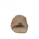 Women's mules made of taupe suede with heel 1 - Available sizes:  33, 34, 35, 42, 43, 44, 45, 46