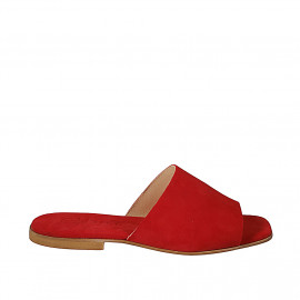 Mules pour femmes faites de daim rouge et avec talon 1 - Pointures disponibles:  33, 34, 35, 42, 43, 44, 45, 46