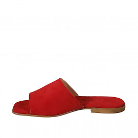 Mules pour femmes faites de daim rouge et avec talon 1 - Pointures disponibles:  33, 34, 35, 42, 43, 44, 45, 46 2