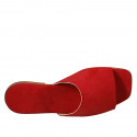 Sabo abierto para mujer hechos en gamuza color rojo y con tacón 1 - Tallas disponibles:  33, 34, 35, 42, 43, 44, 45, 46