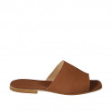 Women's mules made of cognac suede with heel 1 - Available sizes:  33, 34, 35, 42, 43, 44, 45, 46