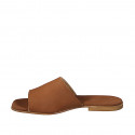 Women's mules made of cognac suede with heel 1 - Available sizes:  33, 34, 35, 42, 43, 44, 45, 46