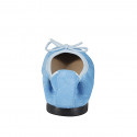 Zapato bailarina con moño para mujer, en gamuza de color azul claro, sin forro y con tacón 1 - Tallas disponibles:  33, 34, 35, 42, 43, 44, 45, 46