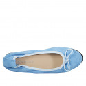 Woman's ballerina shoe with bow made of light blue suede, without lining and with a heel of 1 - Available sizes:  33, 34, 35, 42, 43, 44, 45, 46