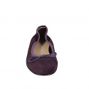 Ballerina con fiocco da donna in camoscio viola e senza fodera con tacco 1 - Misure disponibili: 33, 34, 35, 42, 43, 44, 45, 46
