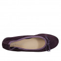 Woman's ballerina shoe with bow made of purple suede, without lining and with a heel of 1 - Available sizes:  33, 34, 35, 42, 43, 44, 45, 46