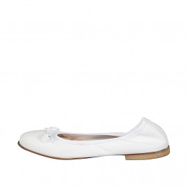 Femmes ballerines chaussures avec noeud, en cuir blanc et sans doublure et avec talon 1 - Pointures disponibles:  33, 34, 35, 42, 43, 44, 45, 46 2