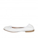 Ballerina con fiocco da donna in pelle bianca e senza fodera con tacco 1 - Misure disponibili: 33, 34, 35, 42, 43, 44, 45, 46