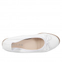 Zapato bailarina con moño para mujer, en piel de color blanco, sin forro y con tacón 1 - Tallas disponibles:  33, 34, 35, 42, 43, 44, 45, 46