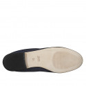 Zapato bailarina con moño para mujer, en piel de color azul oscuro, sin forro y con tacón 1 - Tallas disponibles:  33, 34, 35, 42, 43, 44, 45, 46
