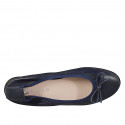 Femmes ballerines chaussures avec nœud, en cuir bleu foncé et sans doublure et avec talon 1 - Pointures disponibles:  33, 34, 35, 42, 43, 44, 45, 46