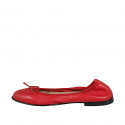 Ballerina con fiocco da donna in pelle rossa e senza fodera con tacco 1 - Misure disponibili: 33, 34, 35, 42, 43, 44, 45, 46