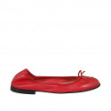Ballerina con fiocco da donna in pelle rossa e senza fodera con tacco 1 - Misure disponibili: 33, 34, 35, 42, 43, 44, 45, 46