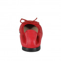 Woman's ballerina shoe with bow made of red leather, without lining and with a heel of 1 - Available sizes:  33, 34, 35, 42, 43, 44, 45, 46