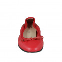Femmes ballerines chaussures avec noeud, en cuir rouge et sans doublure et avec talon 1 - Pointures disponibles:  33, 34, 35, 42, 43, 44, 45, 46