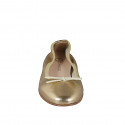 Woman's ballerina shoe with bow made of laminated platinum leather, without lining and with a heel of 1 - Available sizes:  33, 34, 35, 42, 43, 44, 45, 46