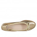 Ballerina con fiocco da donna in pelle laminata platino e senza fodera con tacco 1 - Misure disponibili: 33, 34, 35, 42, 43, 44, 45, 46