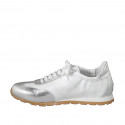 Woman's sneakers with removable insole in white and silver leather with wedge heel 2 - Available sizes:  42, 43, 44, 45, 46