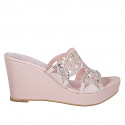 Mules ouvertes pour femmes en cuir rosé avec plateau et talon compensé 10. Design raffiné et de très haute qualité! - Pointures disponibles:  43