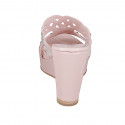 Mules ouvertes pour femmes en cuir rosé avec plateau et talon compensé 10. Design raffiné et de très haute qualité! - Pointures disponibles:  43