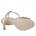 Sandalo elegante da donna con cinturino alla caviglia con design di listini a gabbia in pelle laminata platino tacco 9 - Misure disponibili: 32, 33, 34, 35, 42, 43, 44, 45