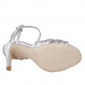 Sandalo elegante da donna con cinturino alla caviglia con design di listini a gabbia in pelle laminata argento tacco 9 - Misure disponibili: 32, 33, 34, 42, 43, 44, 45