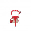 Sandale élégante pour femmes avec courroie à la cheville et design de lanières croisées en cuir verni rouge, talon 9 - Pointures disponibles:  32, 33, 34, 42, 43, 44, 45
