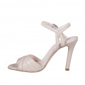 Elegant woman's sandal with ankle strap and 3 crossed bands design in nude leather, heel 9 - Available sizes:  32, 33, 34, 35, 42, 43, 44, 45