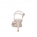 Sandalias elegantes para mujer con cinturón al tobillo y diseño de 3 bandas cruzadas en piel de color nude, tacón 9 - Tallas disponibles:  32, 33, 34, 35, 42, 43, 44, 45