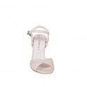 Sandale élégante pour femmes avec courroie à la cheville et design à 3 bandes croisées en cuir nude, talon 9 - Pointures disponibles:  32, 33, 34, 35, 42, 43, 44, 45
