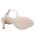 Elegant woman's sandal with ankle strap and 3 crossed bands design in nude leather, heel 9 - Available sizes:  32, 33, 34, 35, 42, 43, 44, 45