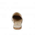 Woman's closed mules with golden accessory in cream leather with heel 2 - Available sizes:  46