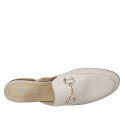 Woman's closed mules with golden accessory in cream leather with heel 2 - Available sizes:  46