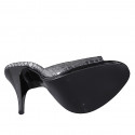 Sabot aperto con plateau da donna in pelle stampata laminata argento, tacco 11 - Misure disponibili: 32, 33, 34, 35, 42, 43, 44, 45, 46, 47