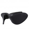 Women’s open-toe platform mules in black leather, heel 11 - Available sizes:  32, 33, 34, 35, 42, 43, 44, 45, 46, 47
