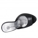 Women’s open-toe platform mules in black leather, heel 11 - Available sizes:  32, 33, 34, 35, 42, 43, 44, 45, 46, 47