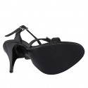 Sandales à plateforme pour femmes avec bride en cuir noir et décoration en cuir rouge et blanc, talon 11 - Pointures disponibles:  32, 33, 34, 35, 42, 43, 44, 45, 46, 47