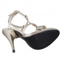 Women’s platform sandal with T-strap in laminated platinum leather and heel 11 - Available sizes:  32, 33, 34, 35, 42, 43, 44, 45, 46, 47
