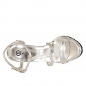 Sandales à plateforme pour femmes avec bride à T en cuir lamé platine et talon 11 - Pointures disponibles:  32, 33, 34, 35, 42, 43, 44, 45, 46, 47