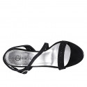 Black suede platform sandal with diagonal ankle strap and black rhinestone band heel 11 - Available sizes:  32, 33, 34, 35, 42, 43, 44, 45, 46, 47