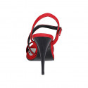 Red suede platform sandal with diagonal ankle strap and black rhinestone band heel 11 - Available sizes:  32, 33, 34, 35, 42, 43, 44, 45, 46, 47