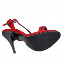 Sandalo con plateau con cinturino diagonale e fascia con strass neri in camoscio rosso tacco 11 - Misure disponibili: 32, 33, 34, 35, 42, 43, 44, 45, 46, 47