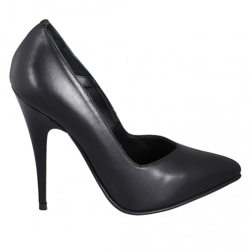 Escarpin pour femmes à bout pointu et décolleté en V, en cuir noir et talon aiguille 11 - Pointures disponibles:  32, 33, 34, 35, 42, 43, 44, 45, 46, 47