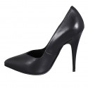 Décolleté a punta da donna con scollo a V in pelle nera e tacco a spillo 11 - Misure disponibili: 32, 33, 34, 35, 42, 43, 44, 45, 46, 47
