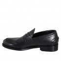 Mocasines modelo College para hombre en piel de color negro. - Tallas disponibles:  36, 37, 38, 46, 47, 48, 49, 50, 51, 52