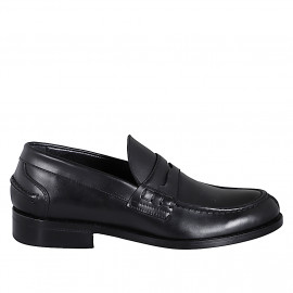Men's college loafers in black leather - Available sizes:  36, 37, 38, 46, 47, 48, 49, 50, 51, 52
