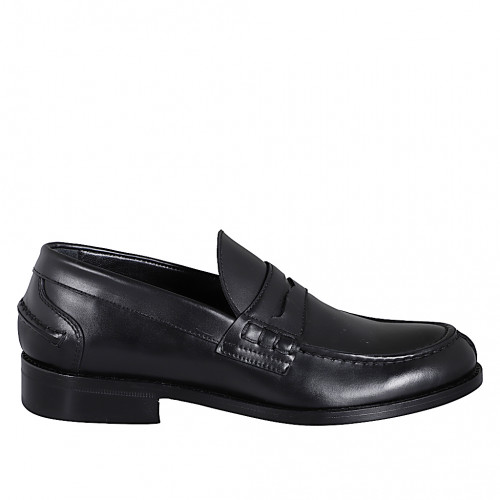 College mocassins pour hommes en cuir noir - Pointures disponibles:  36, 37, 38, 46, 47, 49, 50, 51, 52